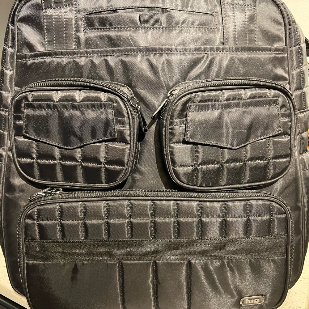 Lug black luggage carry on bag.